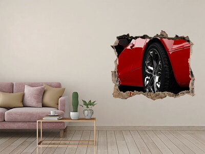 Hole wall sticker Red car