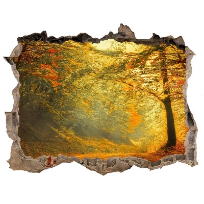Hole in the wall sticker Golden autumn in the forest
