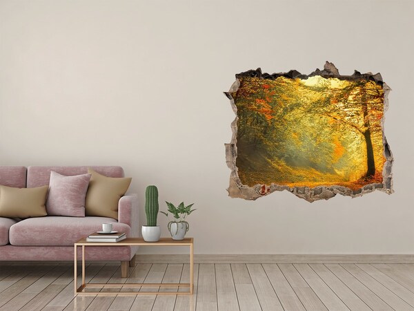 Hole in the wall sticker Golden autumn in the forest