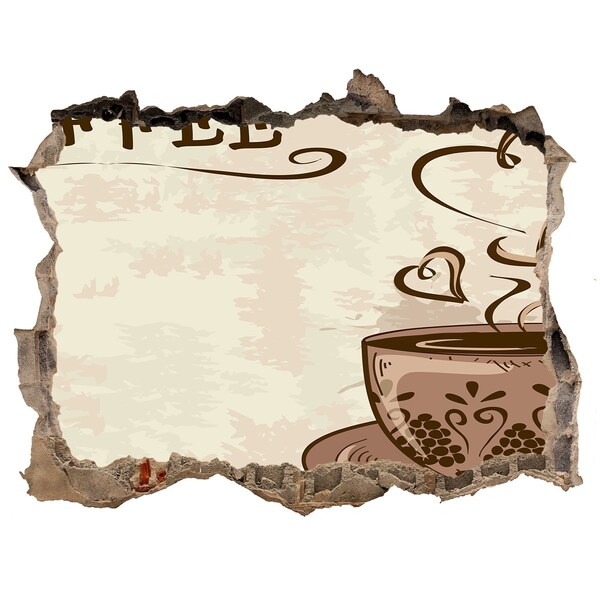 Hole in the wall sticker A charming cup of steaming coffee