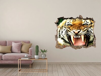 Hole in the wall decal Tiger in action