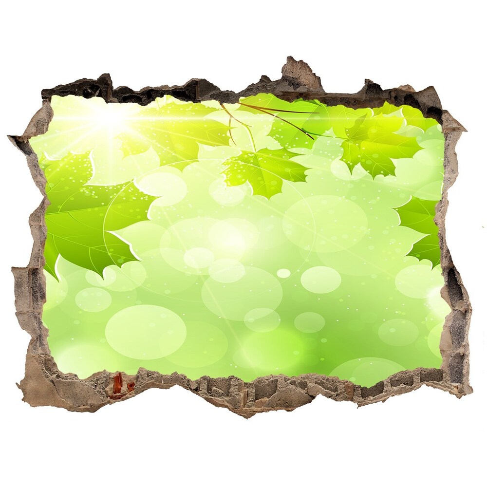 3D wall hole wallpaper Chestnut leaves