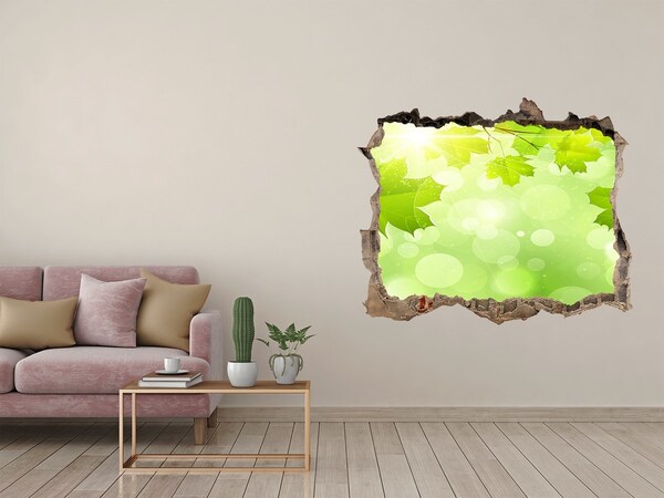 3D wall hole wallpaper Chestnut leaves