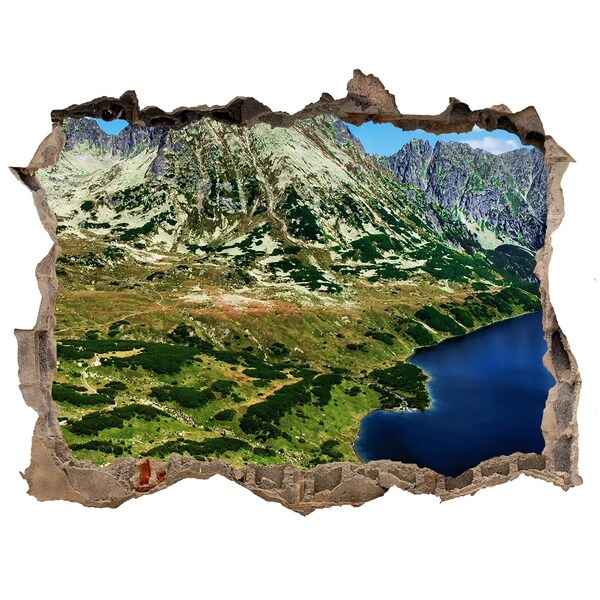 Hole in the wall decal Mountain landscape with a lake