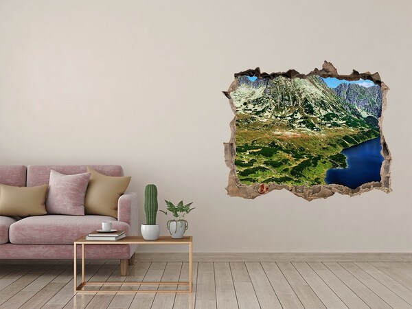 Hole in the wall decal Valley in the mountains