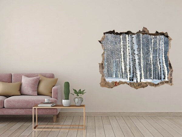 Hole in the wall decal Winter forest in white