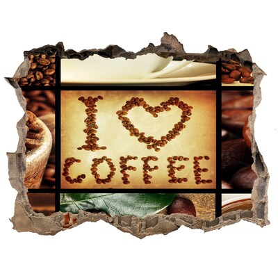 3D wall hole wallpaper Coffee in the heart