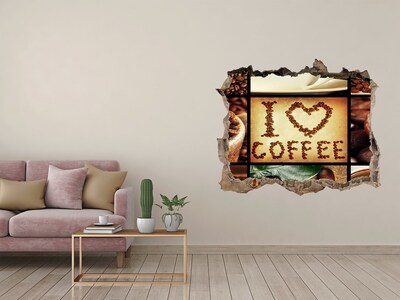 3D wall hole wallpaper Coffee in the heart