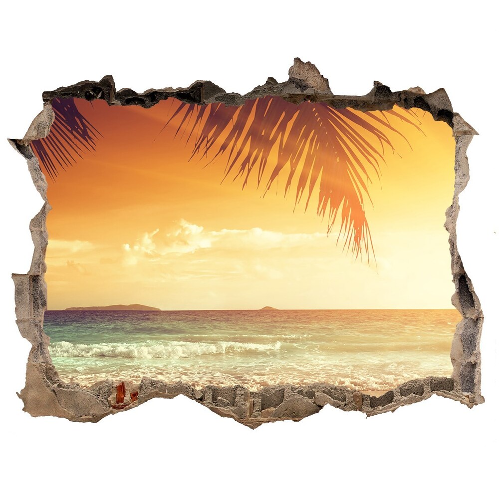 3D wall hole wallpaper Tropical beach