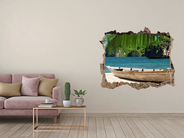 Hole wall sticker Tropical bay with a boat