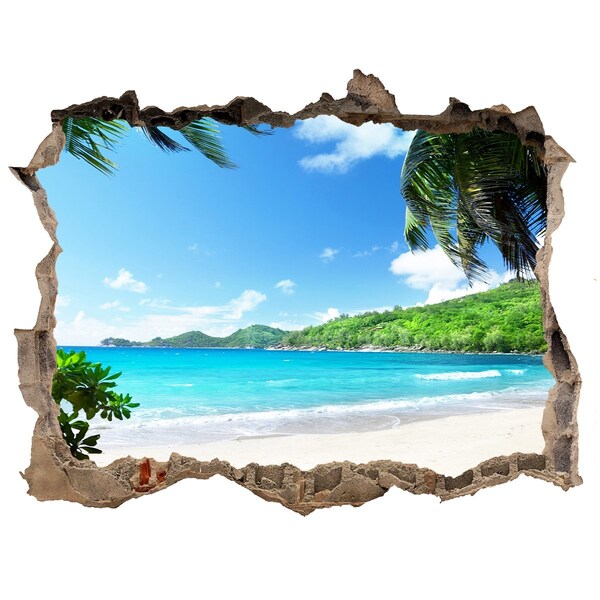 Hole wall sticker Caribbean Beach Through a Hole in the Wall