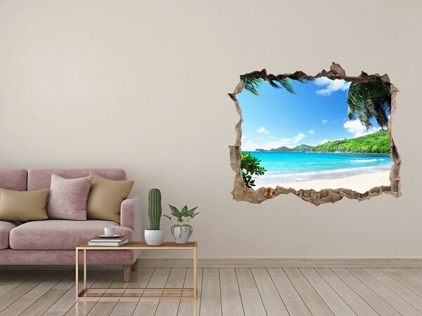 Hole wall sticker Caribbean Beach Through a Hole in the Wall