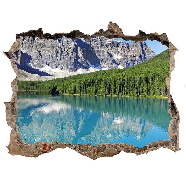 Hole wall sticker Mountain landscape with a lake