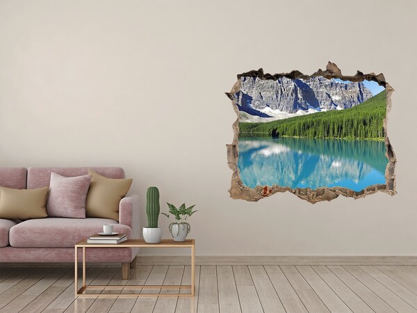 Hole wall sticker Mountain landscape with a lake
