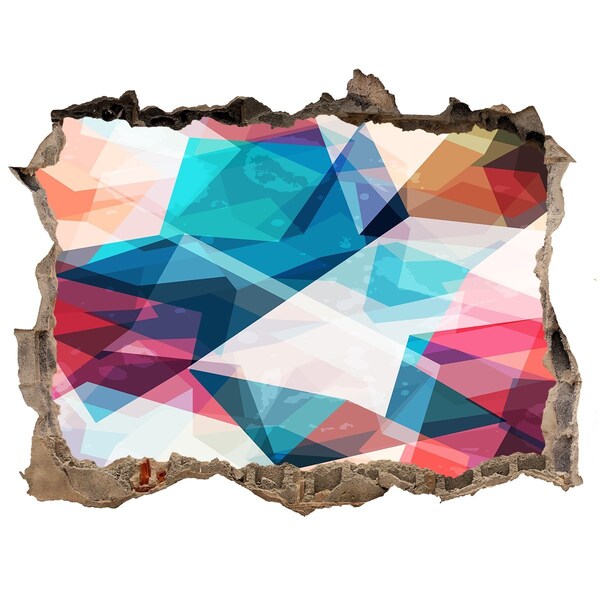 3D wall hole wallpaper Colorful crystal world