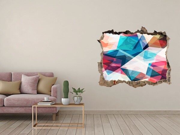 3D wall hole wallpaper Colorful crystal world