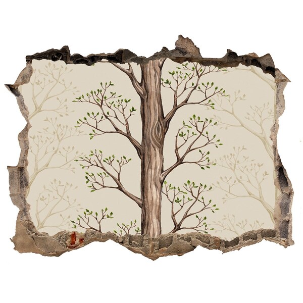 3D wall hole Broken wall with a tree