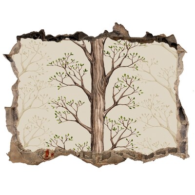 3D wall hole Broken wall with a tree