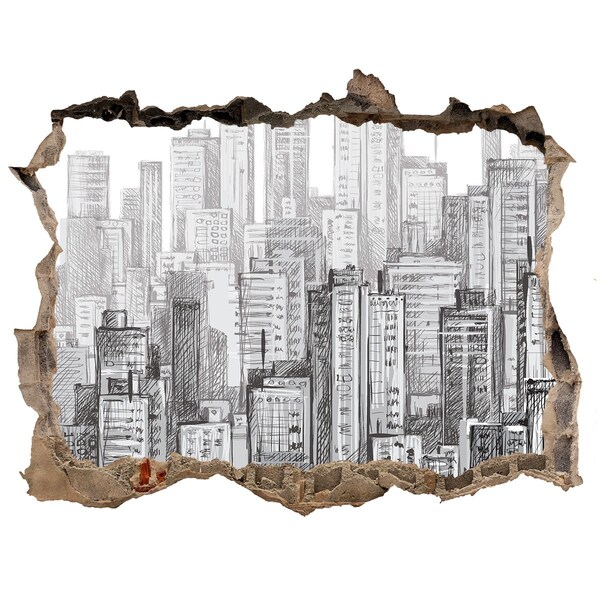 Hole wall sticker Skyscrapers