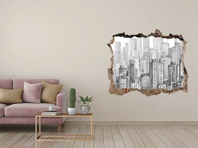 Hole wall sticker Skyscrapers