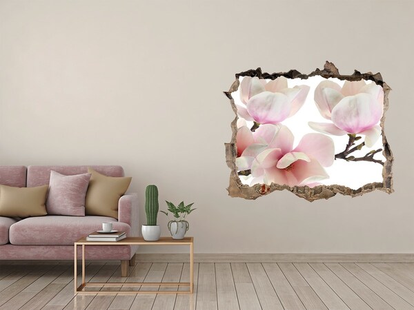 Hole wall sticker Magnolia flowers through a hole in the wall