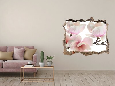Hole wall sticker Magnolia flowers through a hole in the wall