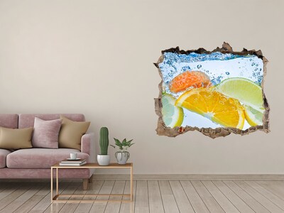 Hole in the wall decal Citruses under water