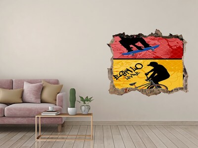 Hole wall sticker Skateboarding in action