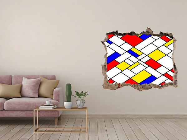 Hole in the wall decal Abstract pattern in the style of Mondrian