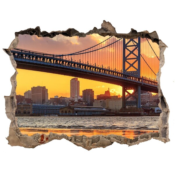 Hole in the wall sticker Sunset over the bridge