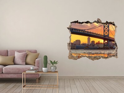 Hole in the wall sticker Sunset over the bridge