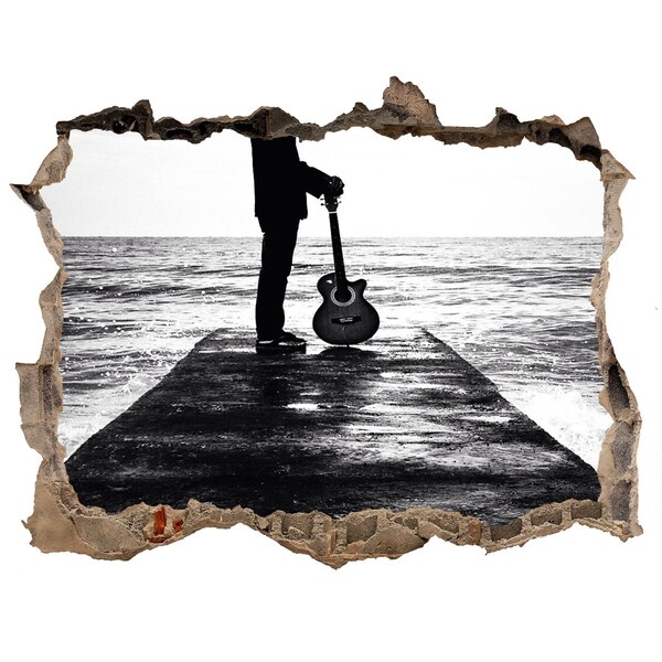 Hole in the wall decal Musician on the pier