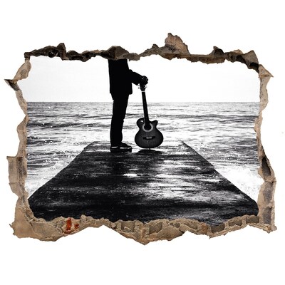 Hole in the wall decal Musician on the pier