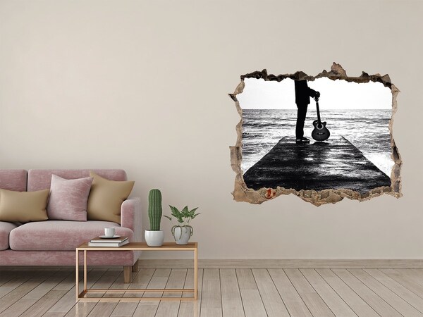Hole in the wall decal Musician on the pier