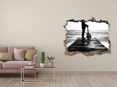 Hole in the wall decal Musician on the pier