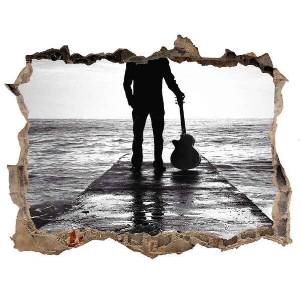 Hole in the wall sticker Musician on the pier