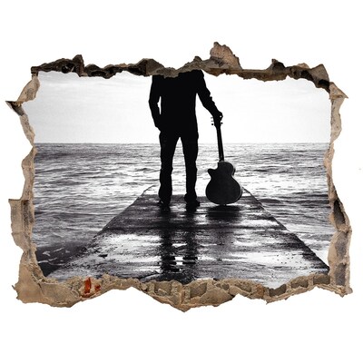 Hole in the wall sticker Musician on the pier