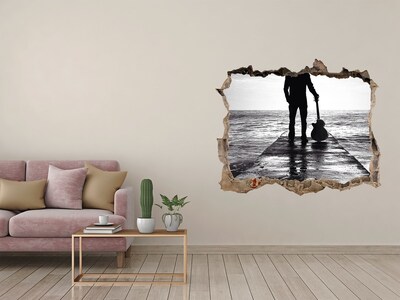 Hole in the wall sticker Musician on the pier