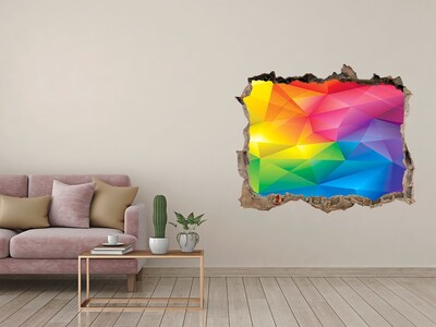 3D wall hole wallpaper A colorful rainbow in the wall