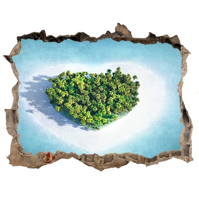 3D wall hole wallpaper A tropical island in the heart of the ocean
