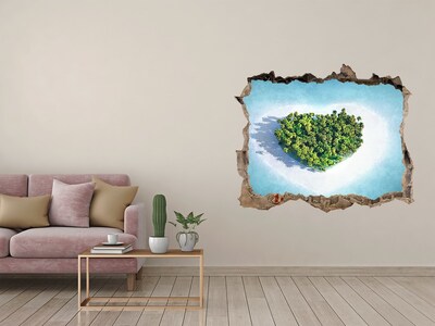 3D wall hole wallpaper A tropical island in the heart of the ocean