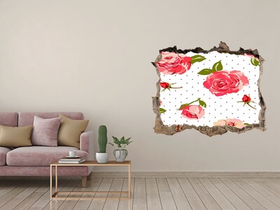 3D wall hole wallpaper Flower wall behind the hole