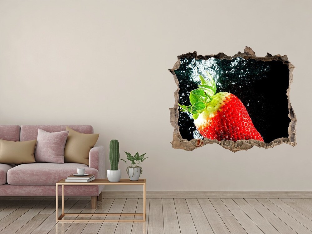 Hole in the wall sticker Strawberry underwater