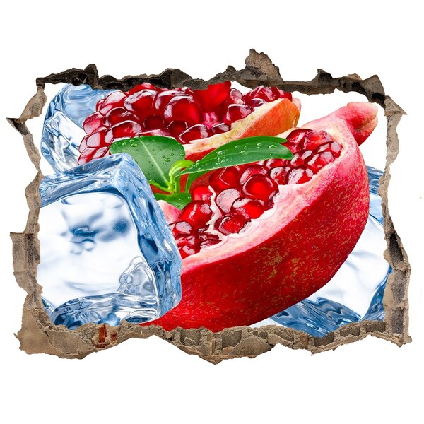 Hole wall sticker Juicy pomegranate fruit hole