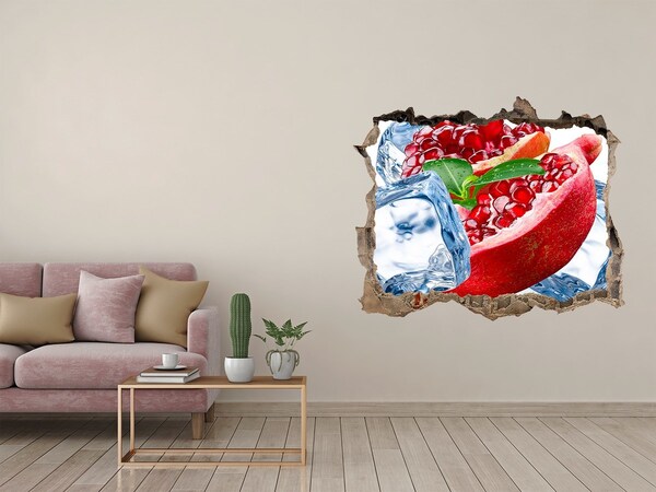 Hole wall sticker Juicy pomegranate fruit hole