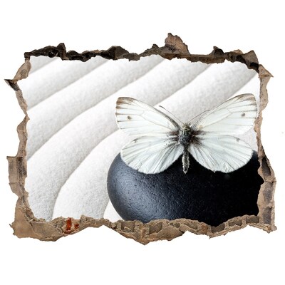 Hole wall sticker Zen stone and butterfly