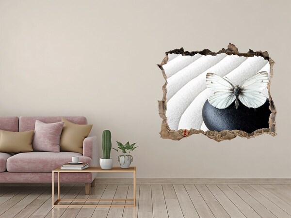 Hole wall sticker Zen stone and butterfly