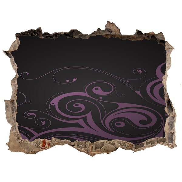 Hole wall sticker Purple patterns on a black background