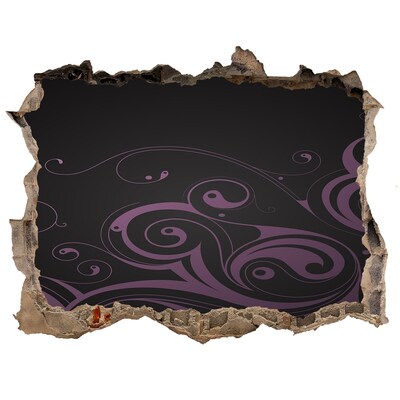 Hole wall sticker Purple patterns on a black background