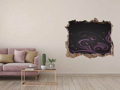 Hole wall sticker Purple patterns on a black background